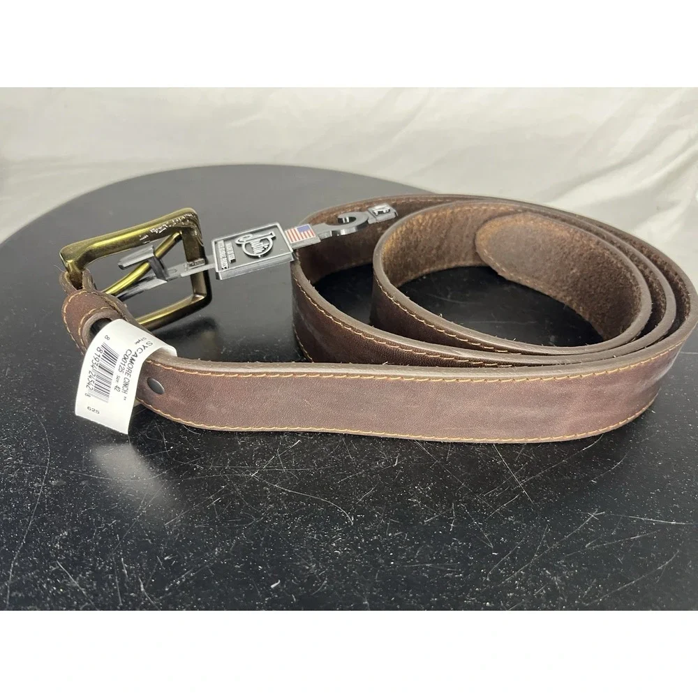 NWT Justin Sycamore Cinch Brown Leather Belt Size 42 COO125 USA Made